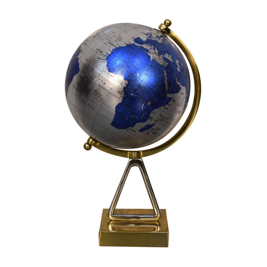 Mixed Chrome and Brass Blue Globe