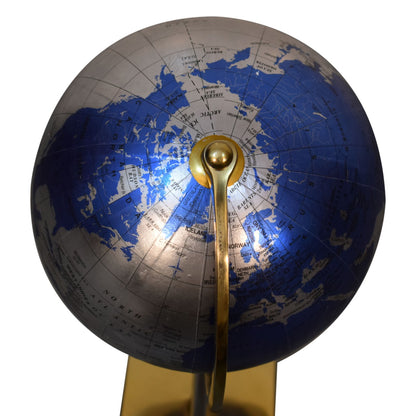 Mixed Chrome and Brass Blue Globe