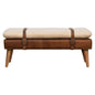 Bouclé Buffalo Hide Leather Bench