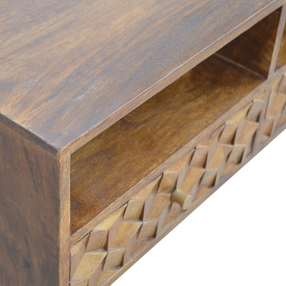 Chestnut Cube Carved TV Unit