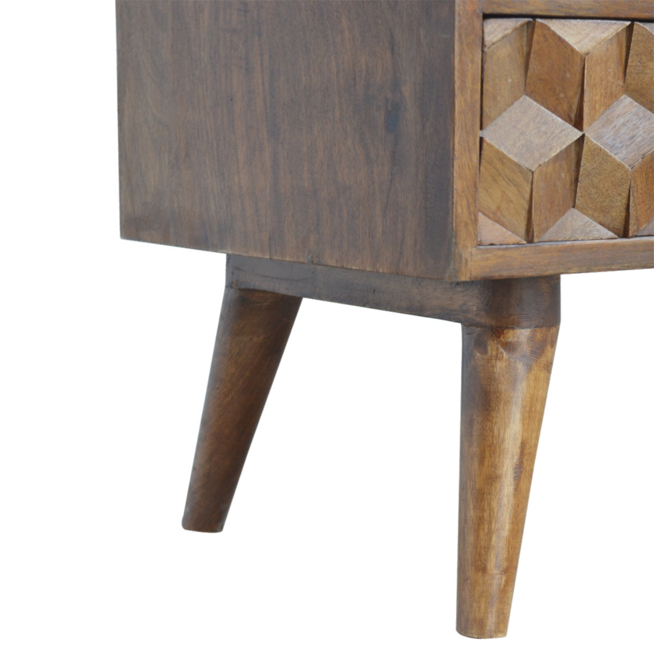 Chestnut Cube Carved TV Unit