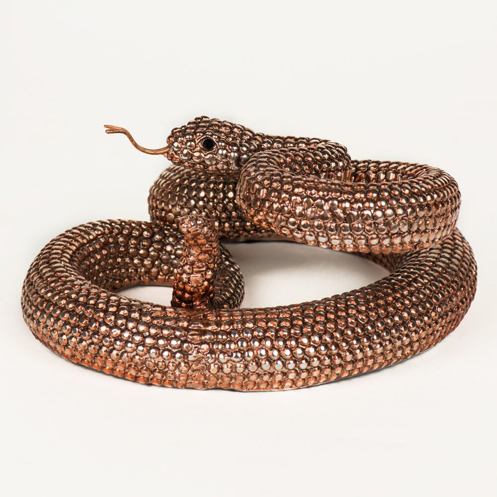 Bronze Coiled Rattlesnake Figurine