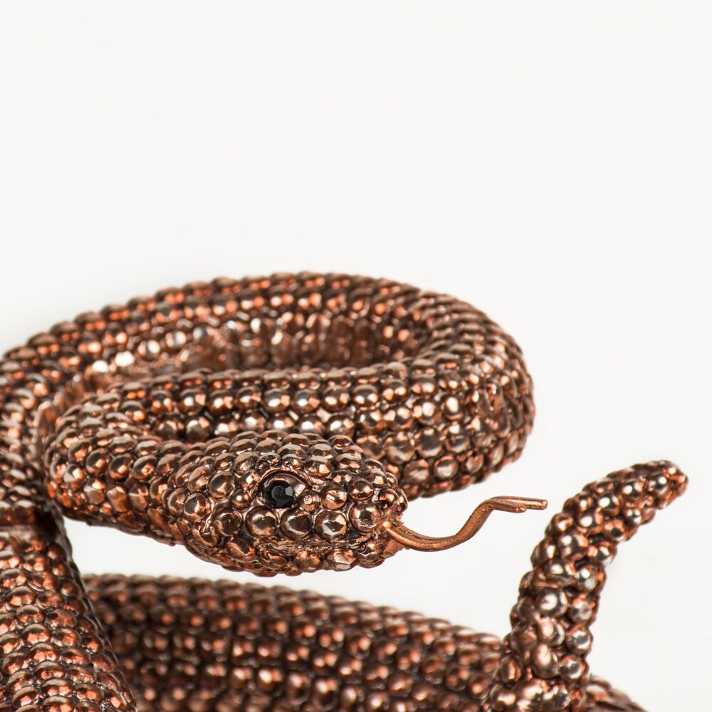 Bronze Coiled Rattlesnake Figurine