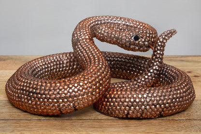 Bronze Coiled Rattlesnake Figurine